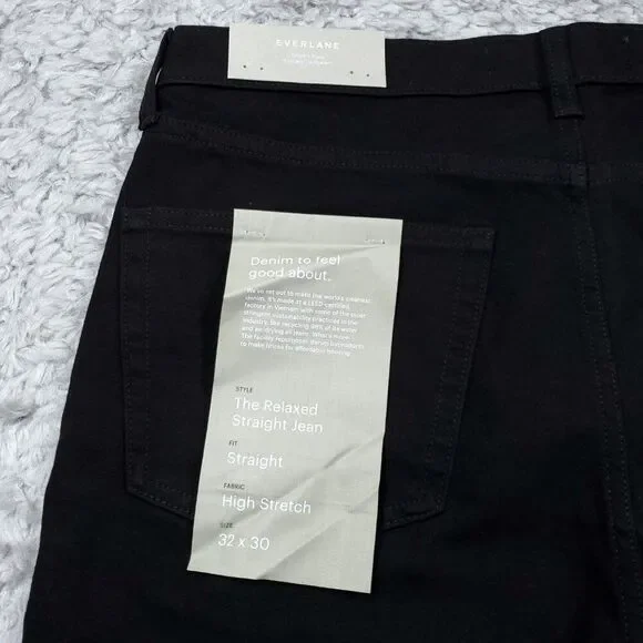 Everlane Uniform The Relaxed 4-Way Stretch Organic Black Jeans Men's Size 32x30